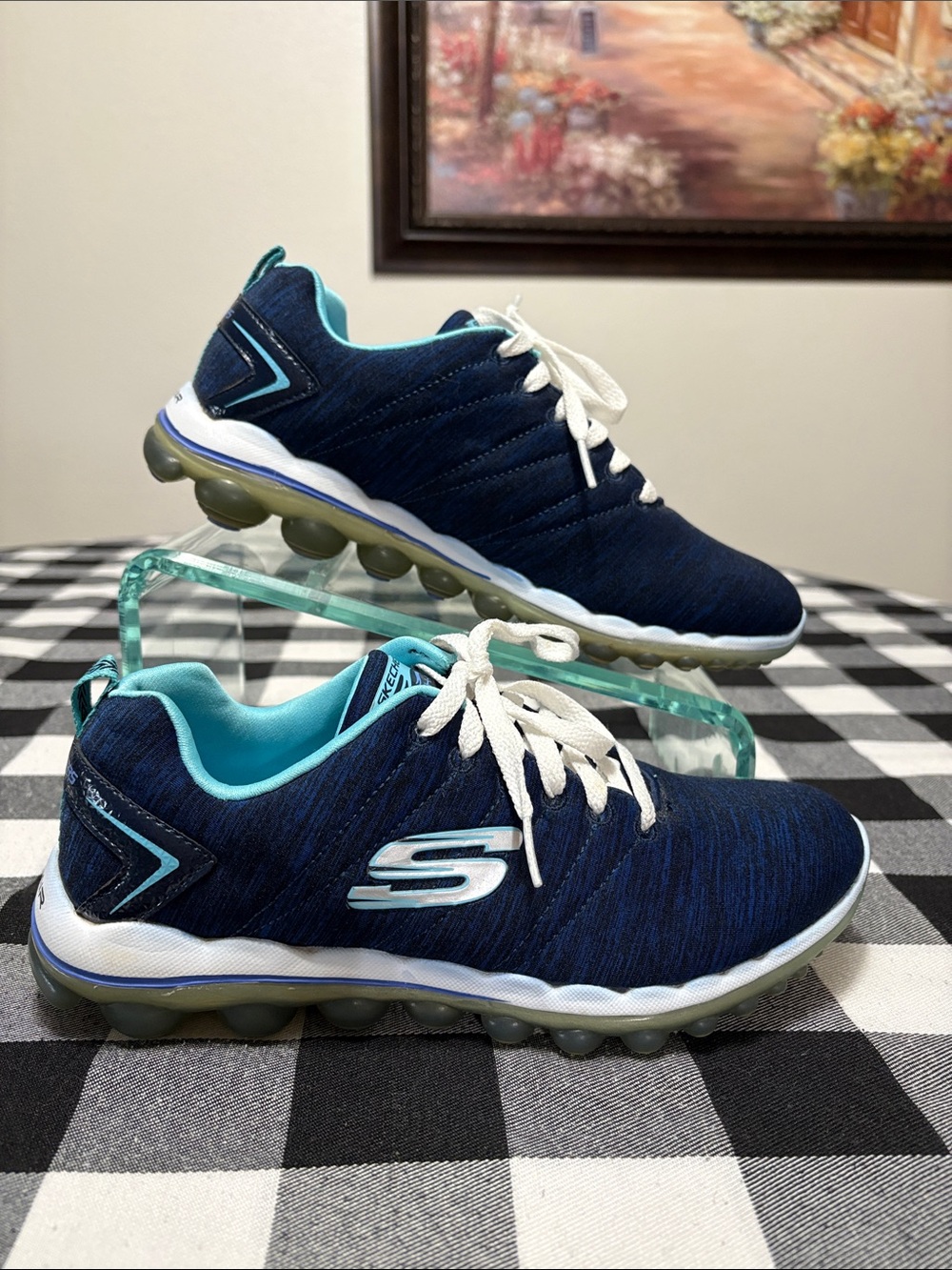 LIKE NEW Skechers Sport Skech Air Sneaker Shoes Navy Light Blue 12109 Womens 7.5